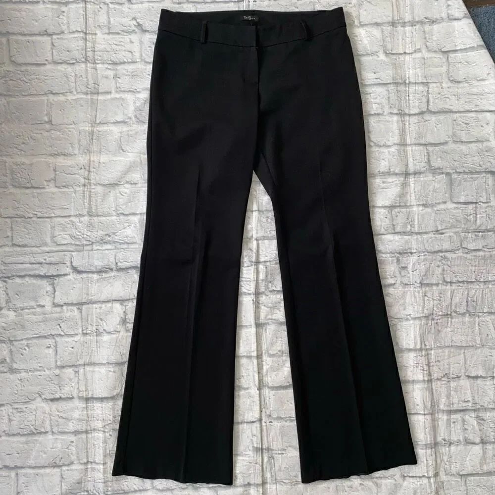 Forever 21 women L flat front pull on dress pants black